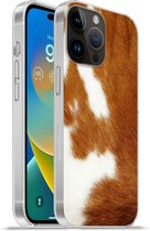 Apple iPhone 14 Pro - Softcase hoesje - Een gevlekte koeienhuid - Siliconen Telefoonhoesje