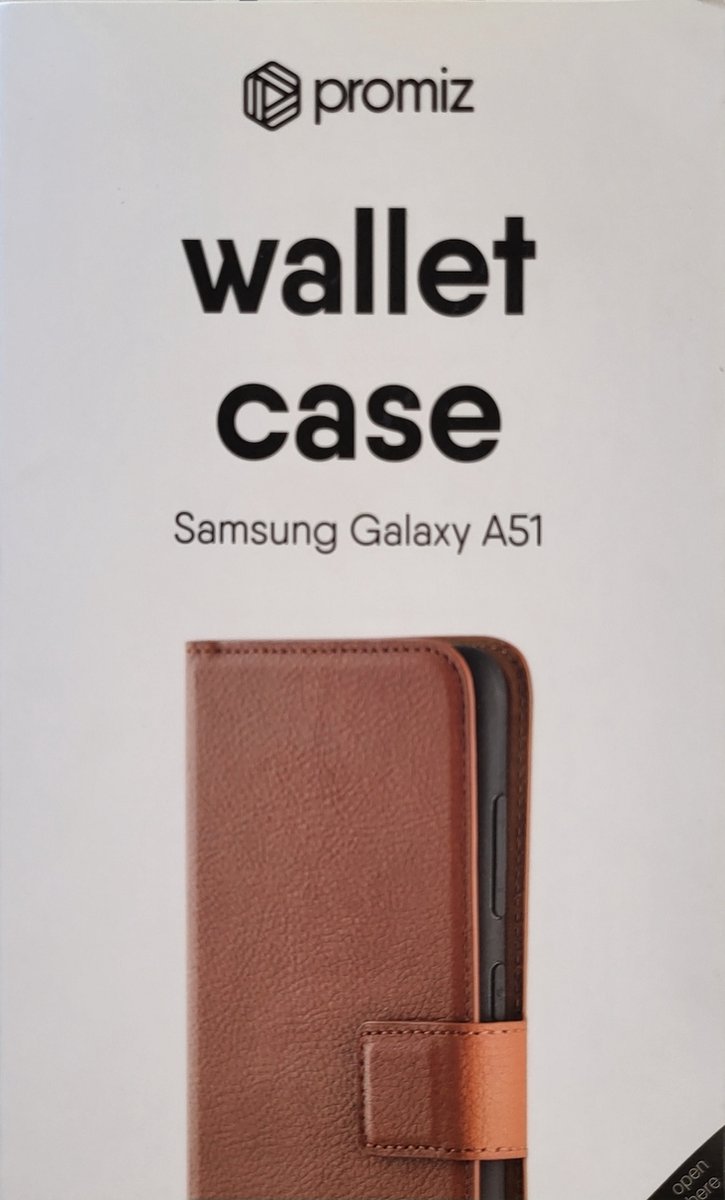 Promiz Wallet case Samsung A51 Bookcase Bruin Pasjeshouder