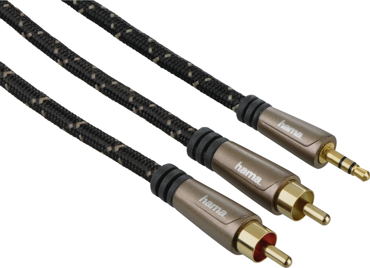 Hama audiokabel 3.5mm - 2cinch metaal 1.5m, 5ster