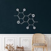 Wanddecoratie |Melanine Molecuul  / Melanin Molecule| Metal - Wall Art | Muurdecoratie | Woonkamer | Buiten Decor |Zilver| 45x37cm