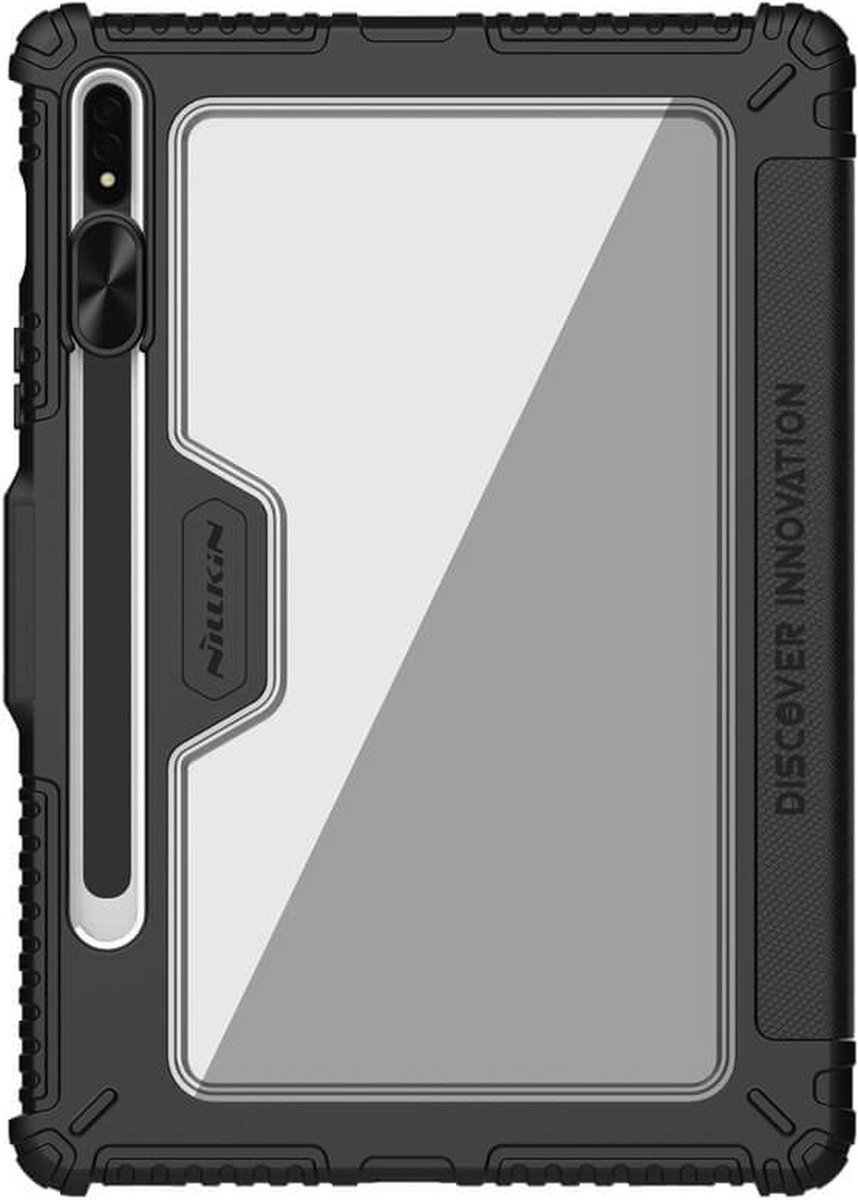 Hoes geschikt voor Samsung Galaxy Tab S8 Plus - Nillkin PU Leren Extreme Tri-Fold Book Case - Camera protectie - Auto Sleep/Wake-up Functie - Met Pencil Houder - Zwart