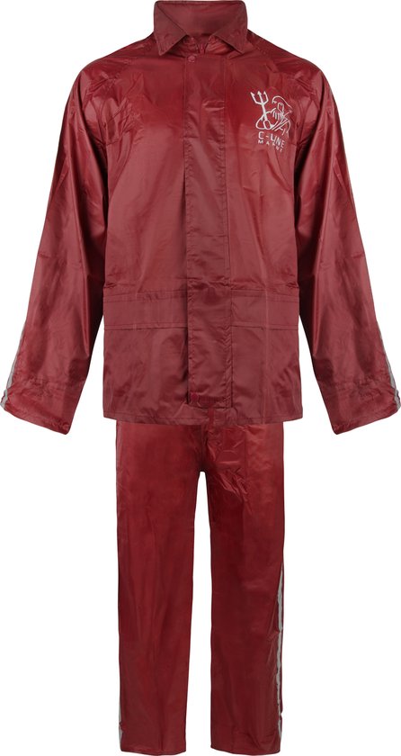 C-Line Regenpak met Capuchon - Rood - Reflecterend  - Nieuw Model - Volwassen maat S