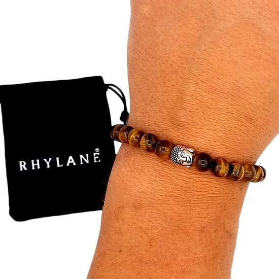 Rhylane - Kralen armband - Tijgeroog Natuursteen - Buddha bedel - 20 cm - Rhylane