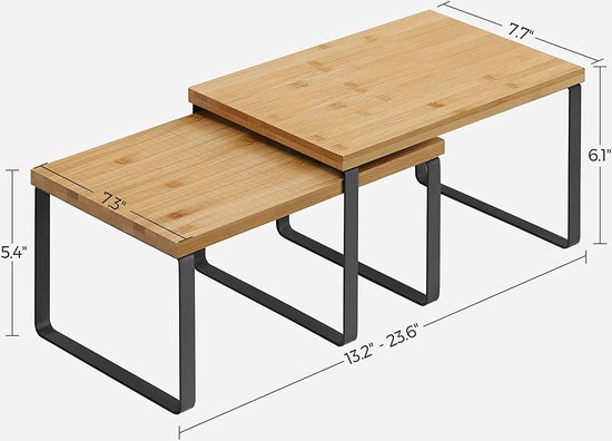 SensaHome - Organisateur de Cuisine - Organisateur de Bureau / Comptoir - Support de Cuisine / Support à Épices / Organisateur de Salle de Bain - Set de 2 - Zwart