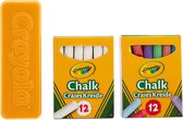 Crayola - Krijt - Set 24 Witte En Gekleurde Krijtjes Voor Schoolbord Met Wisser