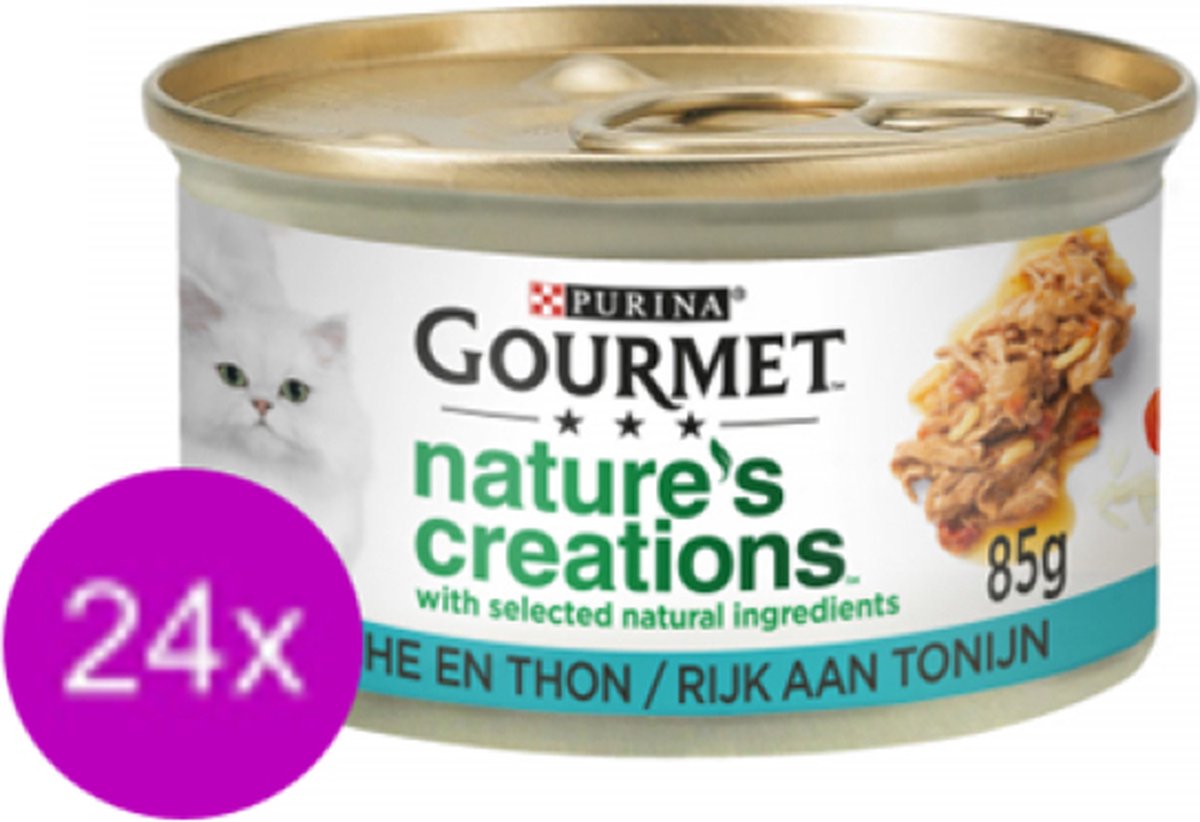 24x Gourmet Nature's Creations - Tonijn in Blik - Kattenvoer - 85g | bol
