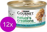 12x Gourmet Nature's Creations - Tonijn in Blik - Kattenvoer - 85g