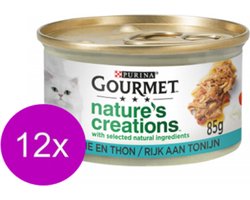12x Gourmet Nature's Creations - Tonijn in Blik - Kattenvoer - 85g