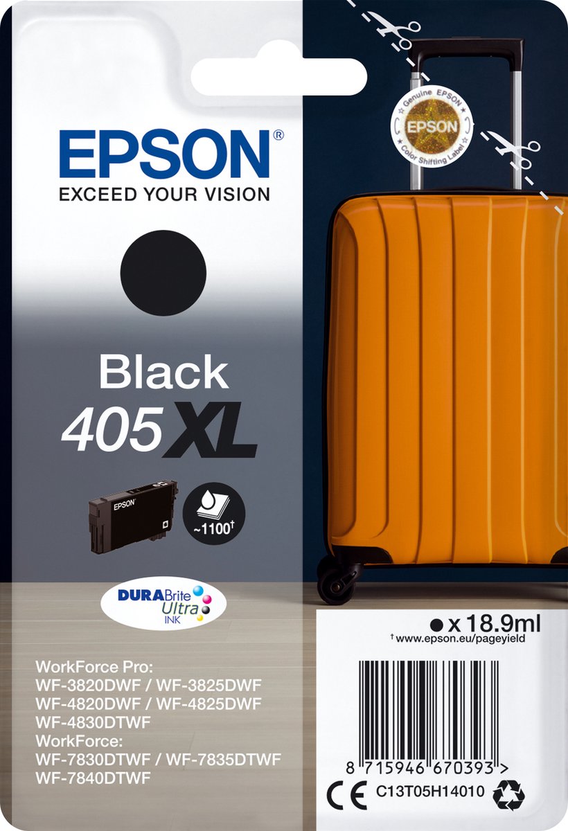 Epson Singlepack Black 405XL DURABrite Ultra Ink