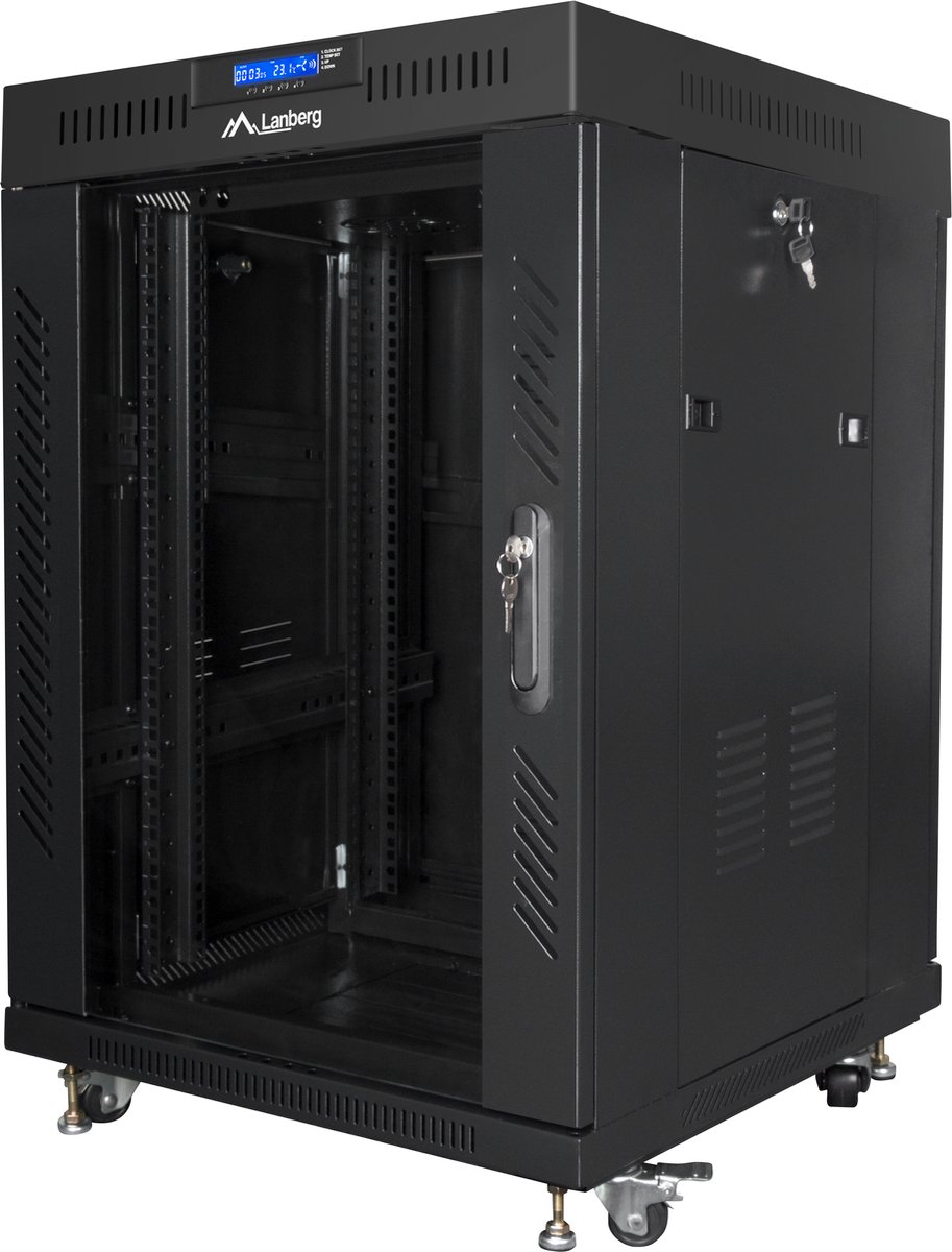 Lanberg FF01-6615-12BL rack 15U Vrijstaande rek Zwart