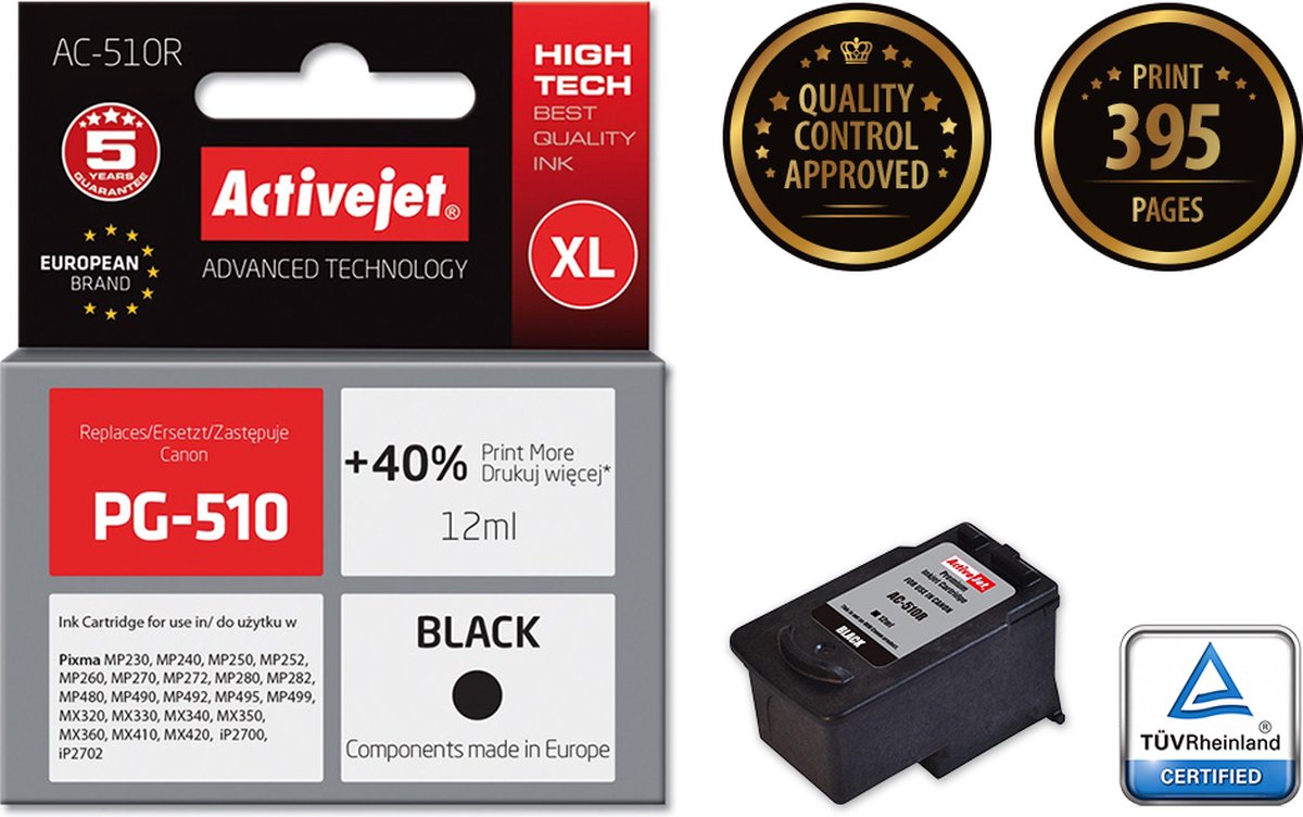 Originele inkt cartridge Activejet AC-510R Zwart