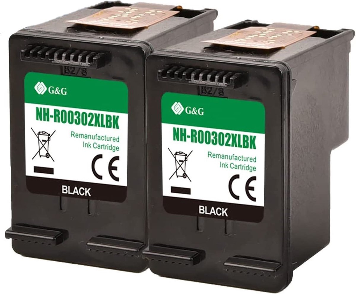 G&G Huismerk Inktcartridge Alternatief voor HP 302 302XL Multipack - Hoge Capaciteit / 2-pack Zwart