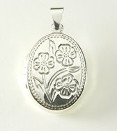Zilveren medaillon met bloemengravering voor 2 foto's