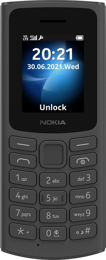 Nokia 105 4G 4,57 cm (1.8") 80,2 g Zwart Basistelefoon