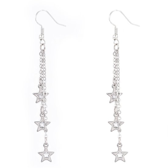 Gold Plated Zilveren Lange Oorhangers 50mm, Bezet Met Twee Ronde Zwarte Zirconia S En Een Grotere Ovale Groene Kleursteen Zio2389 Zio2389