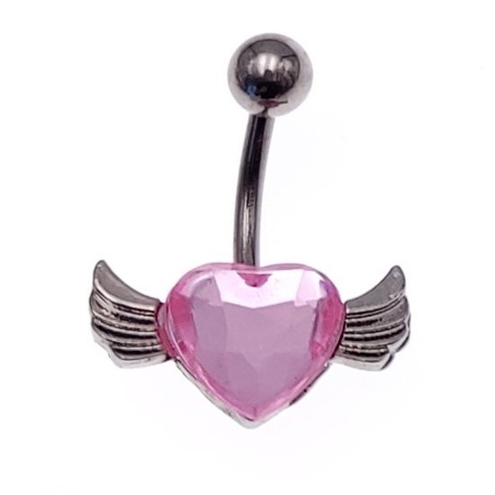 Navel Piercing - Roze Hartje Met Vleugels