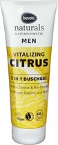 3-in-1 douchegel men Vitalizing Citrus met bio-citroen en bio-sinaasappel - voor lichaam, gezicht en haar - vegan - 250 ml Bevola Naturals
