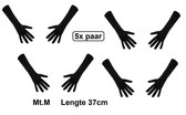 5x Paar handschoen lang zwart mt.M - Sinterklaas feest Pieten handschoen winter gala