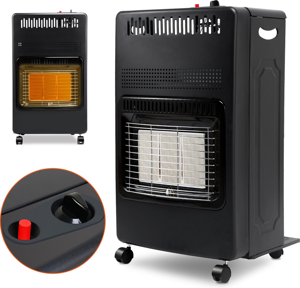 Gasverwarming 4,2 KW Gaskachel Opvouwbare Gaskachel Inclusief Oververhittingsbeveiliging En Kantelbeveiliging Piezo Ontsteker 306 Gh Gasverbruik