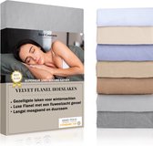 Bed Couture Velvet Flanel Hoeslaken - 100%  Gekamd Katoen - Hoge Hoek 30cm - Eenpersoons 100x200 cm -  Warm Grijs
