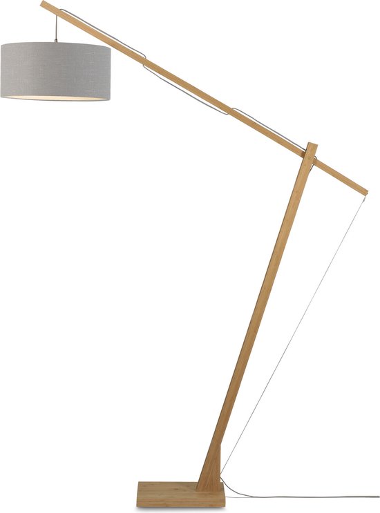 GOOD&MOJO Vloerlamp Montblanc - Bamboe/Lichtgrijs - 175x47x207cm - Scandinavisch,Bohemian - Staande lamp voor Woonkamer - Slaapkamer