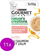 11x Gourmet Nature's Creations - Puree met Zalm & Wortel - Kattenvoer - 5x10g