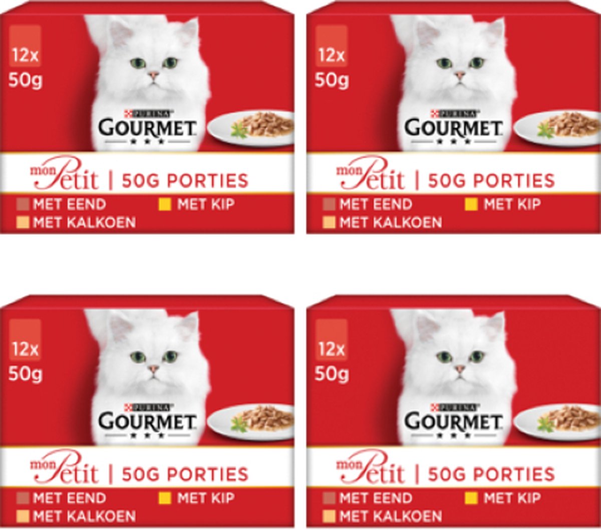 4x Gourmet Mon Petit - Gevogelte - Kattenvoer - 12x50g