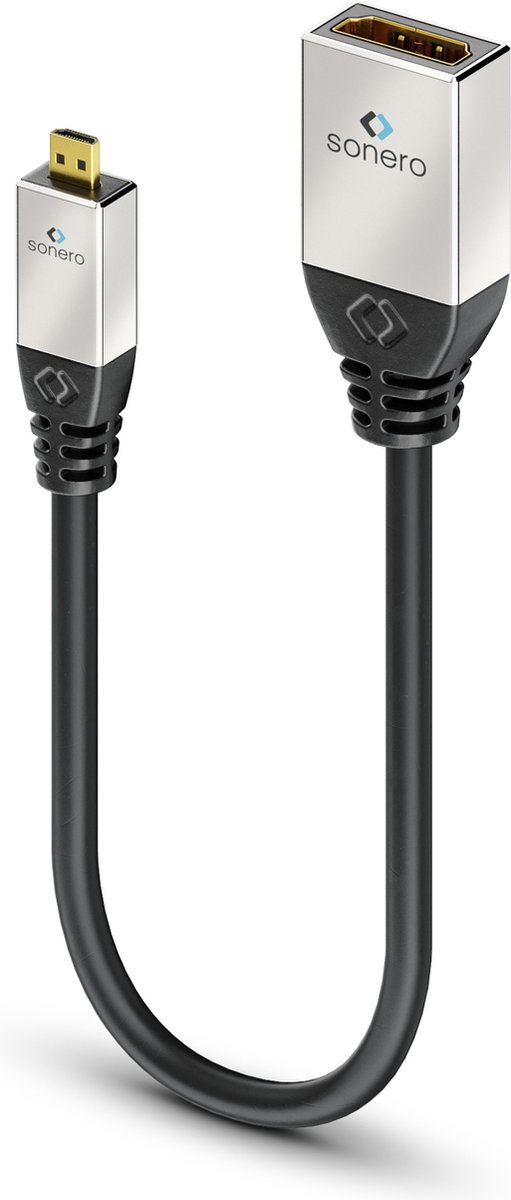 sonero S-HCA001 HDMI kabel 0,25 m HDMI Type D (Micro) HDMI Type A (Standaard) Zwart