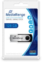 MediaRange MR913, 128 Go, USB Type-A, 2.0, 10 Mo/s, Pivotant, Noir, Argent