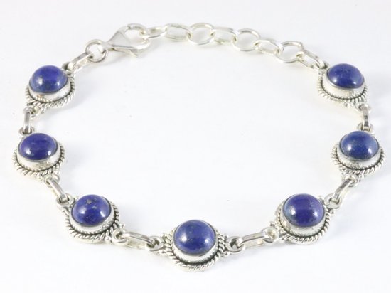 Bewerkte zilveren armband met lapis lazuli