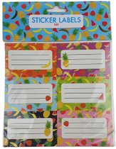 Sticker labels fruit design - Multicolor - Papier - 7,5 x 4,5 cm - 24 Stuks - Label - School - Schoolspullen - Back to school - Campus - Kantoor
