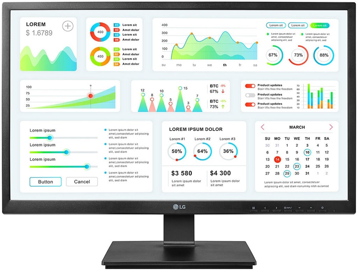 LG 24 AIO Zero Client Monitor DVI+D-Sub+USB black