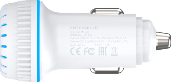USB Autolader Snellader - Auto Lader met 1 USB QC 3.0 1 USB C Oplaad Poorten - Oplader geschikt voor: Apple iPhone 14 / 13 / 12 / 11 / Pro Max / X / XS / XR / MAX / SE / 5S /5 / 6S / 6 / 7 / 8 Plus in de Auto - Autostekker - Car Charger - Ar202