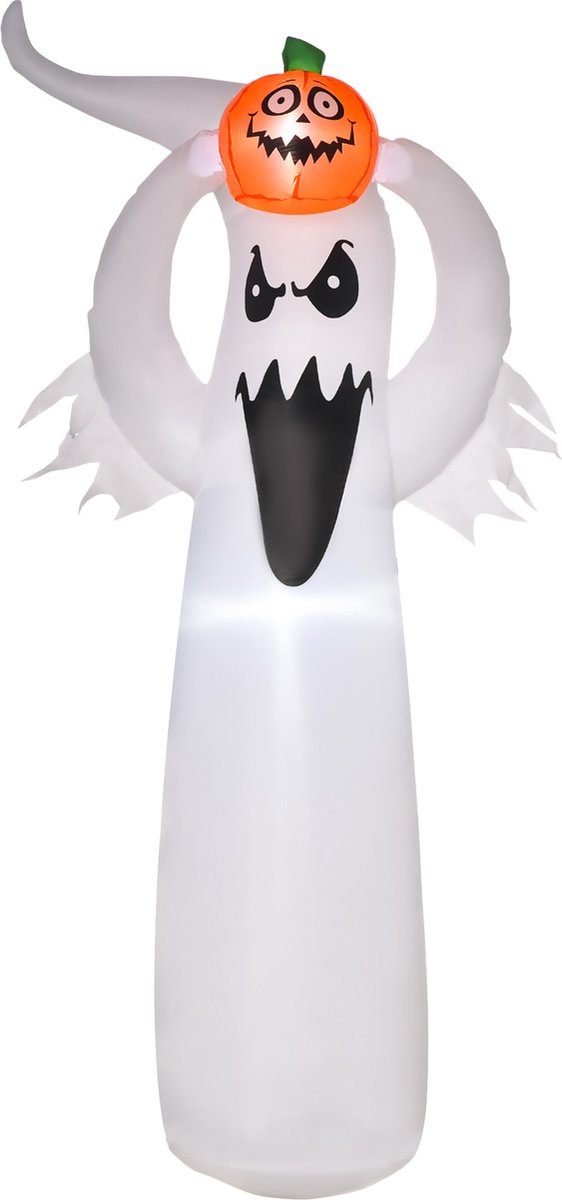 HOMCOM halloween decoratie - opblaasbare spook - met leds - wit