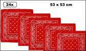24x Boeren zakdoek rood 54 x 53 cm - zakdoek bandana boeren carnaval feest sjaal