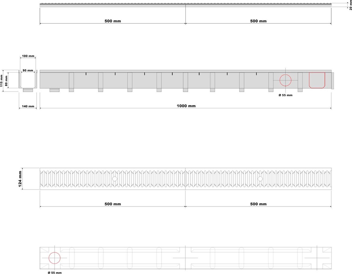 Caniveau De Drainage Linéaire Hauraton Top X, Avec Grille Passerelle En Acier Galvanise 001 4874