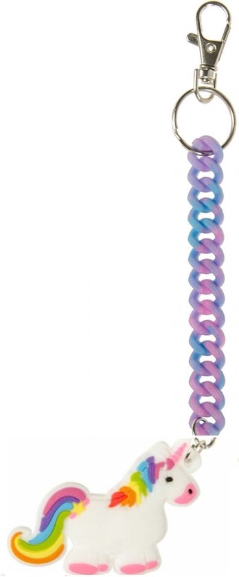 Lg-imports Sleutelhanger Spiraal Eenhoorn Blauw/roze 18 Cm