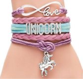 BY-ST6 meiden armband Unicorn/ eenhoorn Paars