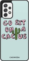 Casimoda® hoesje - Geschikt voor Samsung Galaxy A72 - Go Sit On A Cactus - Zwart TPU Backcover - Planten - Blauw