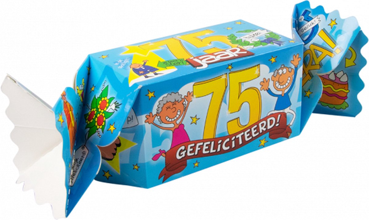 Snoeptoffee - 70 jaar - Gevuld met luxe verpakte toffees - In cadeauverpakking met gekleurd lint