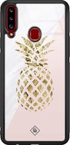 Casimoda® hoesje - Geschikt voor Samsung Galaxy A20s - Ananas - Luxe Hard Case Zwart - Backcover telefoonhoesje - Roze