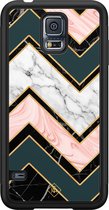 Casimoda® hoesje - Geschikt voor Samsung Galaxy S5 - Marmer Triangles - Zwart TPU Backcover - Marmer - Multi