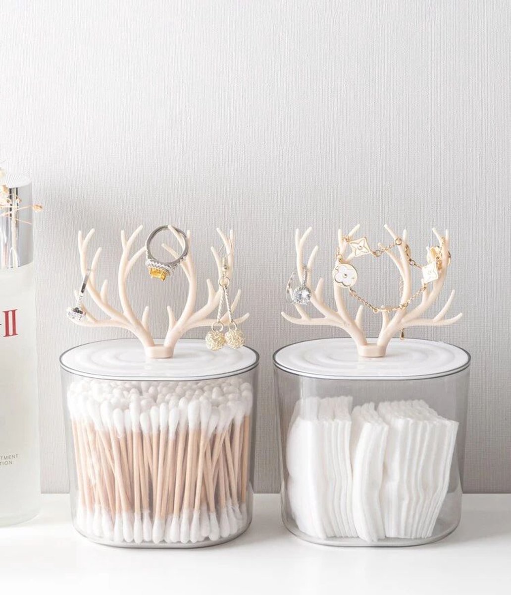 Wattenschijfjes houder/box/dispenser 7,5 x 20 cm van kunststof | Fun en Feest