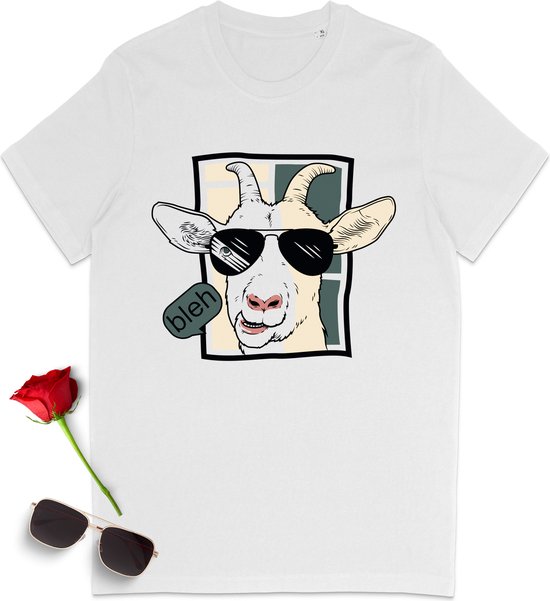 T-shirt Femme Chèvre - Wit - Manches Courtes - Taille 4XL
