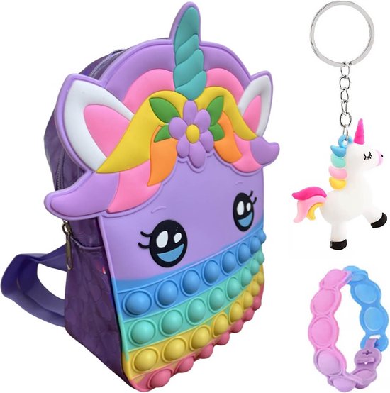 fidget toys - Unicorn - rugzak meisje - schooltas meisje - unicorn speelgoed - pop it - paarse tas