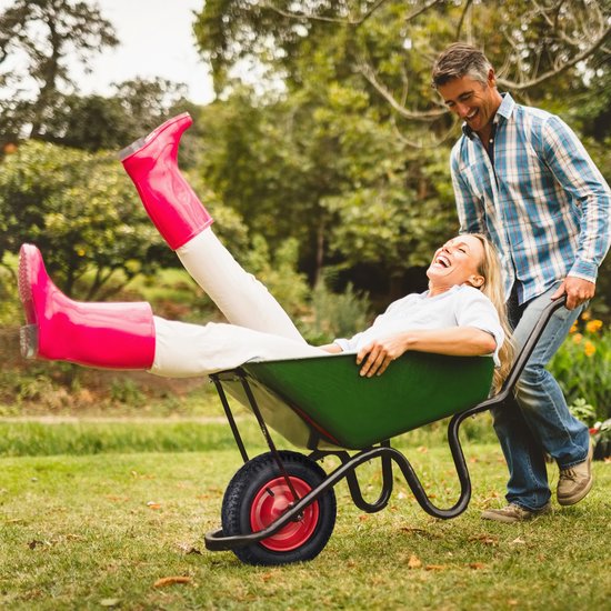 Relaxdays kruiwagenwiel - 3.50-8 - luchtband - stalen velg - met as - tot 120 kg - zwart-rood van Relaxdays — afbeelding 4