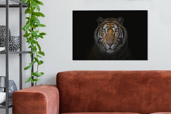 Toile - Tigre - Zwart - Animaux - Décoration murale - 90x60 cm - Peinture sur toile - Toile canvas