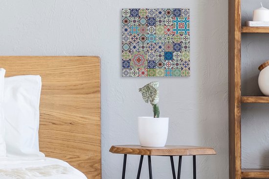 Tableau sur toile - Chemin de cuisine - Motifs - Fleurs - Formes - Nature - Toile toile - Salon - 20x20 cm - Décoration murale - Peintures sur toile