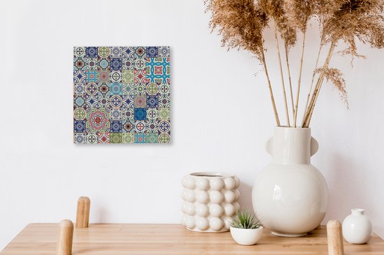 Tableau sur toile - Chemin de cuisine - Motifs - Fleurs - Formes - Nature - Toile toile - Salon - 20x20 cm - Décoration murale - Peintures sur toile