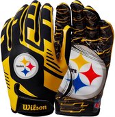 Wilson - NFL - Receiver Gloves - Stretch Fit - Team Gloves - Pittsburgh Steelers - YOUTH - One Size
